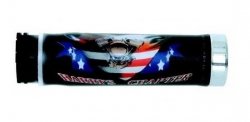 HARRIS WYPRZEDAŻ MANETKI 02601-HC FLAGA USA KOŃCÓWKĄ CHROM (130 MM/22 MM) BEZ OTWORU KOLOR CZARNY/CZERWONY/NIEBIESKI