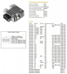 DZE REGULATOR NAPIĘCIA KAWASAKI KDX 125 90-93; KLE 250; KL 500/650 89-91; KMX 125/200 87-02; KLX 650 93-96 (ESR246) (2082-01)