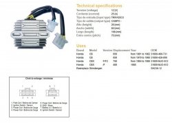 DZE REGULATOR NAPIĘCIA HONDA CB 650 79-82; CBX 400F 85; CBX 750F 84-86 (31600-460-731) (ESR190)
