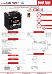 BS AKUMULATOR BIX30HL MAX (FA) (YTX30L) 12V 30AH 166X130X175 BEZOBSŁUGOWY - ZALANY (ZWIĘKSZONY PRĄD ROZRUCHOWY) (440A) (2)
