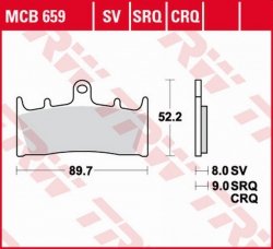 TRW ZF KLOCKI HAMULCOWE KH188 SINTER TRACK KAWASAKI ZX-6R/ZX-7R 96-02, ZX-9R 96-01, ZRX 1100 96-00, ZRX 1200 01-06, ZX-12R 00-03