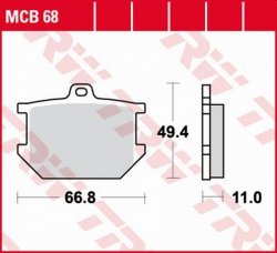 TRW ZF KLOCKI HAMULCOWE KH034 ORGANIC YAMAHA XS 250 77-80, XS 400 77-82, SR 500 78-87, XJ 650 80-82, XS 650/750 79-83, XS 850 80