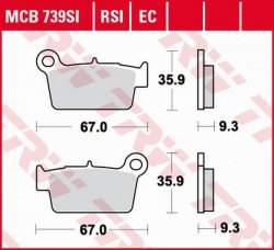 TRW ZF KLOCKI HAMULCOWE KH367 ORGANIC APRILIA RXV/SXV 450/550 06-15, BETA RR 125/200/250/300/350/390/400 09-, KAWASAKI KX-F 250/