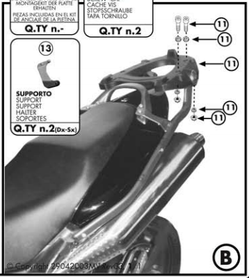 KAPPA KZ162 stelaż kufra centralnego Honda CB 600F Hornet (98-02)