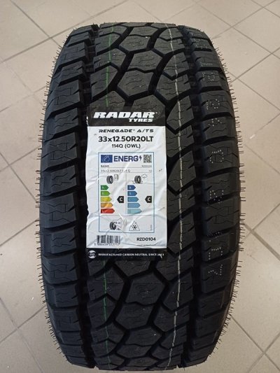 1 szt. Opona RADAR 33x12.50R20LT RENEGADE AT-5 114Q 10PR OWL #E M+S 3PMSF RZD0104 - problemy z wyważ