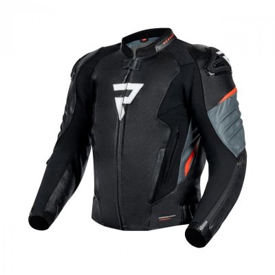 KURTKA SKÓRZANA REBELHORN VELOCE BLACK/GREY/FLUO RED 58
