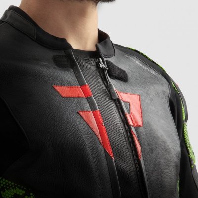 KURTKA SKÓRZANA REBELHORN VELOCE CAMO BLACK/GREEN/FLUO RED 50
