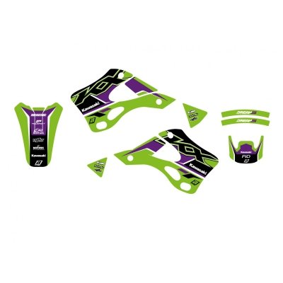 BLACKBIRD KOMPLET NAKLEJEK (OKLEIN) KAWASAKI KX 125/250 03-08 DREAM 5 KOLOR ZIELONY CZARNY