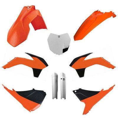 POLISPORT KOMPLET PLASTIKÓW (FULL KIT) KTM SX/SX-F/XC-F 13-14 W ZESTAWIE TABLICA PRZEDNIA (8659100002) I OSŁONY AMORTYZATORÓW (8