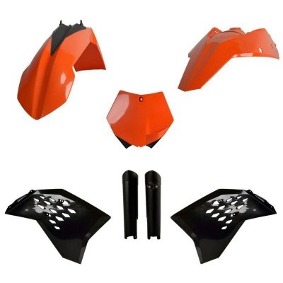 POLISPORT KOMPLET PLASTIKÓW (FULL KIT) KTM SX/SX-F/XC-F 07-10 W ZESTAWIE TABLICA PRZEDNIA (8664400001) I OSŁONY AMORTYZATORÓW (8
