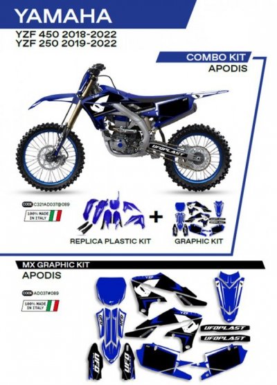 UFO KOMPLET PLASTIKÓW YAKIT321089 PLUS KOMPLET NAKLEJEK (OKLEIN) YAMAHA YZF 250 19-22; YZF 450 18-22 W ZESTAWIE PRZEDNIA TABLICA