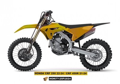 UFO KOMPLET PLASTIKÓW (FULL KIT) Z OSŁONAMI TELESKOPÓW (AMORTYZATORÓW) HONDA CRF 250 R 22-24, CRF 450 R 21-24 KOLOR ZŁOTY - WYPR