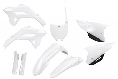 UFO KOMPLET PLASTIKÓW (FULL KIT) Z OSŁONAMI TELESKOPÓW (AMORTYZATORÓW) HONDA CRF 250R 22-24, CRF 450R 21-24 KOLOR BIAŁY