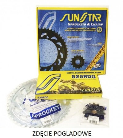 SUNSTAR ZESTAW NAPĘDOWY APRILIA RSV 1000/R 98-03, TUONO 1000 02-05 PLUS ZŁOTY (17/42/108) (DO 1100CC) (SUN42217/SUN1-4430-42/SS5
