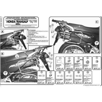 KAPPA STELAŻ KUFRÓW BOCZNYCH MONOKEY HONDA XL 600V TRANSALP `94-99 - RÓWNIEŻ POD KUFRY MONOKEY RETRO-FIT KVE KVENTURE ALU ORAZ K