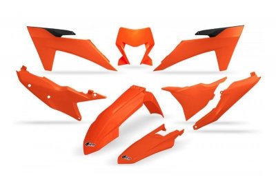 UFO KOMPLET PLASTIKÓW KTM EXC 150 / 250 / 300 TBI 24-25, EXC-F 250 / 350 / 450 / 500 24-25 KOLOR POMARAŃCZOWY