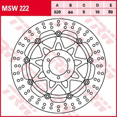 TRW ZF TARCZA HAMULCOWA PRZÓD YAMAHA YZF 750R/SP 93-98, FZR 1000 GENESIS EXUP 94-95 (320X64X5MM)