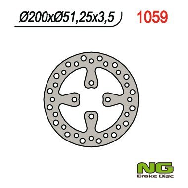 NG TARCZA HAMULCOWA TYŁ YAMAHA YFZ 450 06-19, RAPTOR YFM 700 06-14 (200X51X3,5) (4X10,5MM)