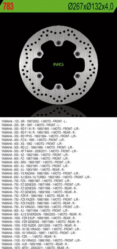 NG TARCZA HAMULCOWA PRZÓD/TYŁ YAMAHA XJ 600/900, XJR1300, MT01, XV 750/1100 (267X132X4) (6x8,25mm)