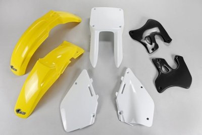UFO KOMPLET PLASTIKÓW SUZUKI RM 125 96-98 KOLOR OEM (ZÓŁTY/BIAŁY/CZARNY) (SU393E999)