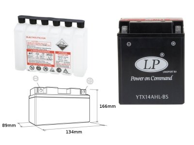 LANDPORT AKUMULATOR YTX14AHL-BS (MA LTX14AHL-BS) 12V 12AH 134X89X166 (ARCTIC CAT, MOTO GUZZI) BEZOBSŁUGOWY - ELEKTROLIT OSOBNO (
