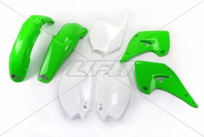 UFO KOMPLET PLASTIKÓW KAWASAKI KX 125/250 '03-'04 KOLOR OEM (ZIELONY/BIAŁY)