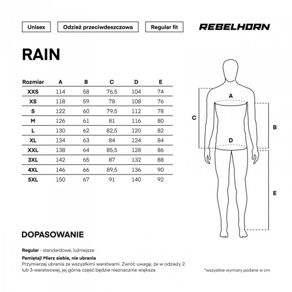 KOMBINEZON PRZECIWDESZCZOWY DWUCZĘŚCIOWY REBELHORN RAIN BLACK S