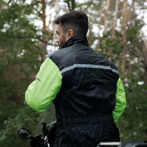 KOMBINEZON PRZECIWDESZCZOWY DWUCZĘŚCIOWY REBELHORN RAIN BLACK FLUO YELLOW 3XL