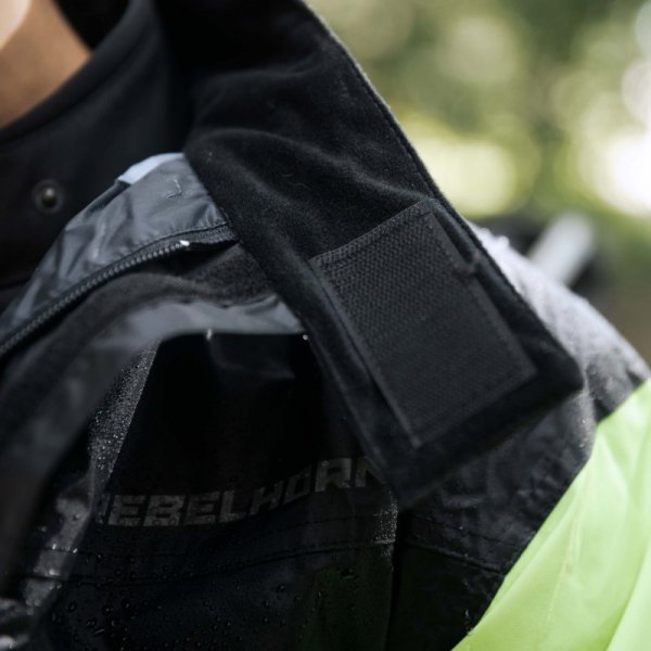 KOMBINEZON PRZECIWDESZCZOWY DWUCZĘŚCIOWY REBELHORN RAIN BLACK FLUO YELLOW 4XL