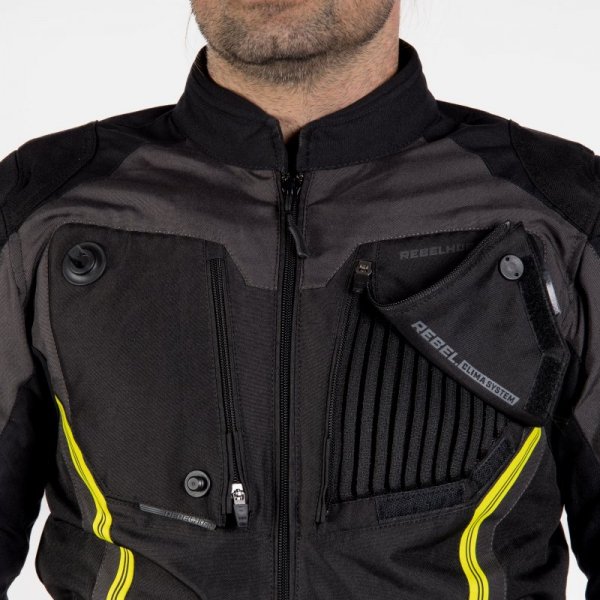KURTKA MOTOCYKLOWA TEKSTYLNA REBELHORN BORG BLACK GREY FLUO YELLOW XS