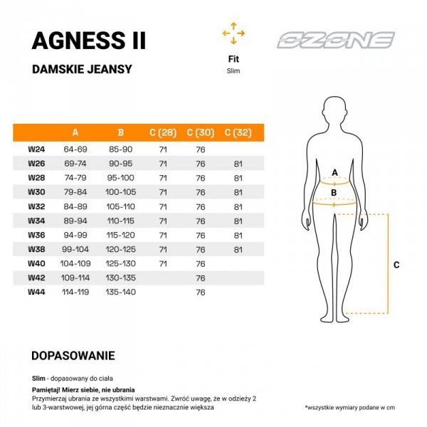 JEANSY MOTOCYKLOWE DAMSKIE OZONE AGNESS 2 BLUE 32/30 W32/30