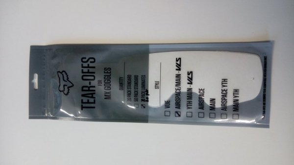 ZRYWKI TEAR-OFF DO GOGLI FOX AIRSPACE/MAIN 2 LAMINOWANE 20PK CLEAR OS