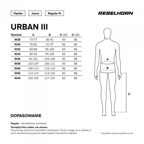 JEANSY MOTOCYKLOWE REBELHORN URBAN 3 CLASSIC BLUE 38/32