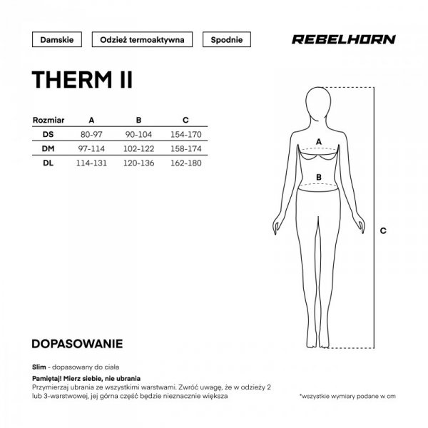 SPODNIE TERMOAKTYWNE DAMSKIE REBELHORN THERM 2 BLACK GREY WS
