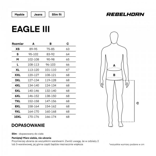 JEANSY MOTOCYKLOWE REBELHORN EAGLE 3 SLIM FIT WASHED BLUE 36/34