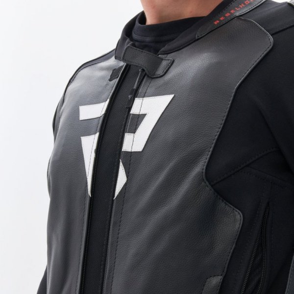 KURTKA MOTOCYKLOWA SKÓRZANA REBELHORN VELOCE BLACK GREY FLUO RED 46