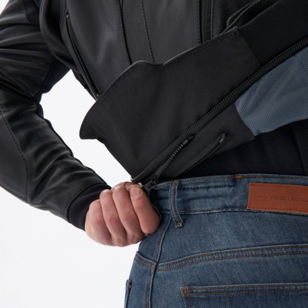 KURTKA MOTOCYKLOWA SKÓRZANA REBELHORN VELOCE BLACK GREY FLUO RED 48