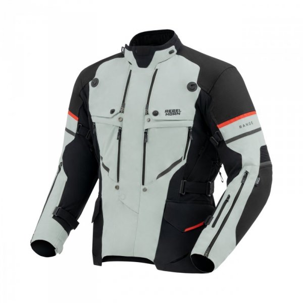 KURTKA MOTOCYKLOWA TEKSTYLNA REBELHORN RANGE GREY BLACK RED S
