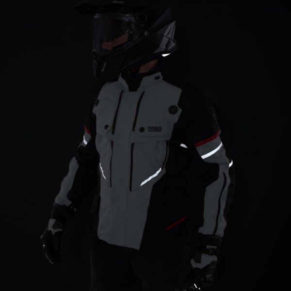 KURTKA MOTOCYKLOWA TEKSTYLNA REBELHORN RANGE GREY BLACK RED M