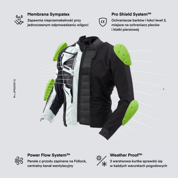 KURTKA MOTOCYKLOWA TEKSTYLNA REBELHORN RANGE GREY BLACK RED XXL