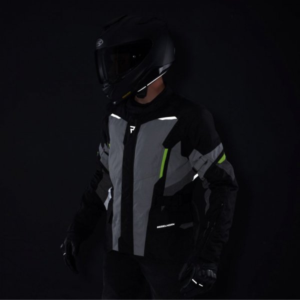 KURTKA MOTOCYKLOWA TEKSTYLNA REBELHORN SCOUT BLACK GREY FLUO YELLOW S