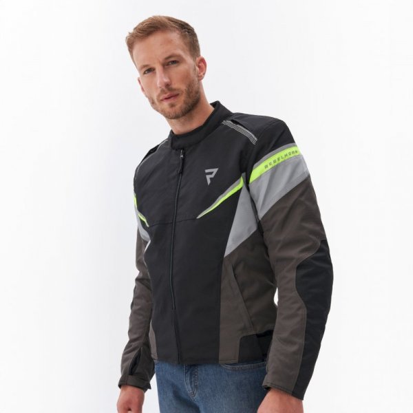 KURTKA MOTOCYKLOWA TEKSTYLNA REBELHORN SPARK BLACK GREY FLUO YELLOW S