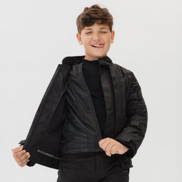KURTKA MOTOCYKLOWA TEKSTYLNA JUNIOR OZONE SAHARA BLACK YM