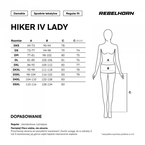SPODNIE MOTOCYKLOWE TEKSTYLNE DAMSKIE REBELHORN HIKER 4 BLACK WM