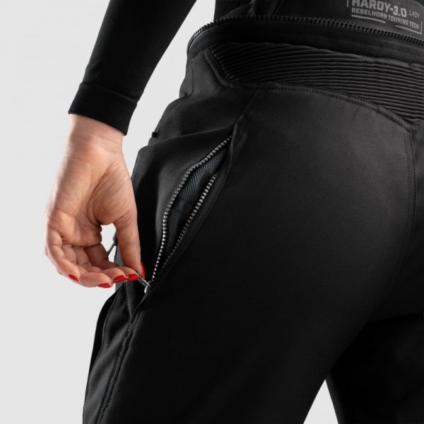 SPODNIE MOTOCYKLOWE TEKSTYLNE DAMSKIE REBELHORN HARDY 3.0 BLACK WXS