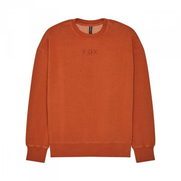 BLUZA FOX WORDMARK OVERSIZED FLEECE CREW COGNAC M
