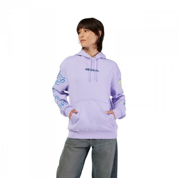 BLUZA Z KAPTUREM DAMSKA FOX HELLO FUTURE FLEECE PO LILAC M