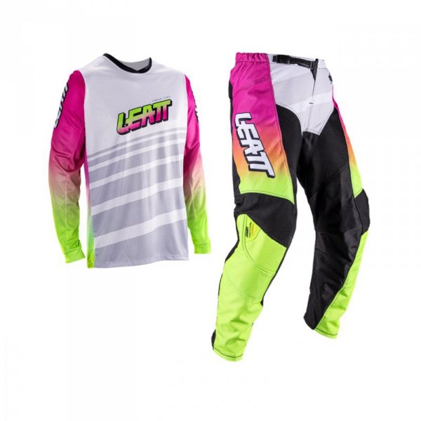 STRÓJ OFFROADOWY BLUZA I SPODNIE LEATT RIDE KIT MOTO 3.5 RETRO PINK M