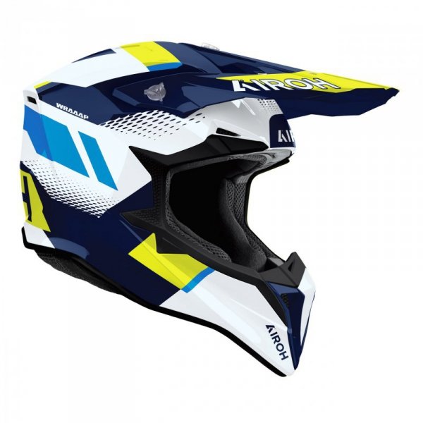 KASK MOTOCYKLOWY AIROH WRAAAP VISION YELLOW BLUE GLOSS M