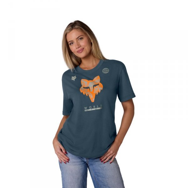 T-SHIRT DAMSKI FOX IMAGE PRINT DEEP COBALT L